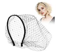 FOMIYES accesorios para el cabello de malla tela nupcial boda diadema de velo de malla para mujer té jaula pajaros velo de novia negro velo corto accesorios funerarios velo de malla negro
