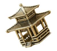 FOMIYES Adorno de Pabellón de Latón Vintage 3D, Modelo Miniatura para Decoración de Escritorio y Bonsái, Estatua Decorativa para Hogar, Oficina y Diseño Interior, Figura Paisajística
