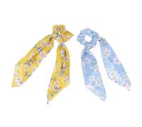 FOMIYES Anillos Cabello Elásticos 2 Pcs Pañuelos de Tela Estampado Floral Lazos Decorativos para Pelo Largo Colores Azul Claro y Mostaza Accesorios de Peinado Cómodos para Uso Diario