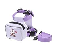 FOMIYES Arnés Mochila para Gatos Pequeño S 3-7 Lbs Correa de Poliéster Antiescape Portátil para Cachorros y Mascotas al Aire Libre, Diseño Conejo Púrpura, Ligero y Resistente