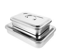 FOMIYES Bandeja de Acero Inoxidable 201 sin Perforaciones 2 Piezas 24X16 CM 30X20 CM con Tapa Caja Rectangular de para Instrumental Médico Almacenamiento Higiénico y Esterilización en