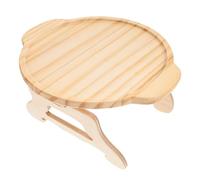 FOMIYES Bandeja de Bambú Natural para Sofá Patas Plegables, Mesa Redonda Multifuncional para Reposabrazos, Bandeja para Servir en Cama y Salón, Soporte Ligero y Fácil de Transportar