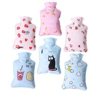 FOMIYES Bolsa de Agua Caliente Pequeña 6 Piezas Funda de PVC Diseño Dibujos Animados Rojo Labios Plátano Fresa Taza Nube Gato Bolsa Térmica Portátil para Calentar Manos y Aliviar