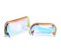FOMIYES Bolsa De Maquillaje Holográfica De TPU Organizador De Neceser De Viaje Bolsa De Almacenamiento 2 Piezas