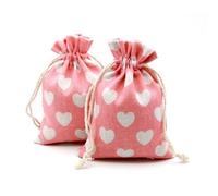 FOMIYES Bolsas De Algodón Cordón 15 Piezas (5 s 5 m 5 L) Bolsas Portátiles Para Almacenamiento Multifuncional Durable De Tela Algodón Rosa Estampado Corazón Para Viaje Hogar Uso Diario