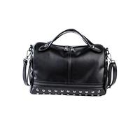 FOMIYES Bolso de Hombro con Tachuelas para Mujer Bandolera Ligera de PU con Gran Capacidad para Fiesta Playa y Uso Diario Diseño Moderno y Funcional Negro