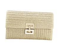 FOMIYES Bolso De Mano Tejido Para Mujer Estilo Rústico Cierre De Hebilla, Bolso De Mano De Playa Práctico y Seguro Para Salir De Noche y Viajes