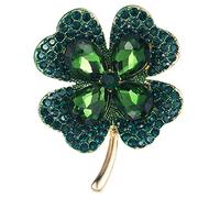 FOMIYES Broche de Cuatro de Clover con Brillantes para Mujeres Accesorio Verde para Cumpleaños y Celebraciones Joya Elegante para Ocasiones Especiales