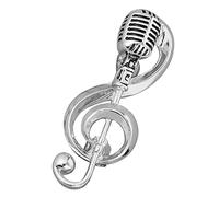 FOMIYES Broche De Nota Musical y Micrófono Plata Pin De Solapa Para Mujer Accesorio Unisex Para Profesorado y Amantes Música Regalo Original Para Eventos y Ocasiones Especiales