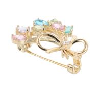 FOMIYES Broche Floral de Zirconia Único para Mujer Alfiler de Ramo de Flores Coloridas Joyería Elegante para Vestidos y Fiestas Pin Estético y Seguro contra Deslizamientos