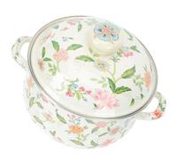 FOMIYES Cacerola Pequeña 22 CM Esmaltada Asas Dobles, Olla para Guisar y Preparar Medicina China, Apta para Inducción y Fogones de Gas, para Cocina Casera