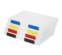 FOMIYES Caja Archivadora Transparente A5 4 Piezas 24X17X2 CM Organizador Apilable para Documentos Almacenamiento de Archivos Oficina Protector Documentos Colores Negro Azul Rojo