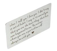 FOMIYES Cartera de Acero Inoxidable Inserto de Billetera Tarjeta de Billetera Exquisita para Novio Palabras Grabadas para Expresar Sentimientos Tarjetas de Obsequio Día de San Valentín