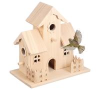 FOMIYES Casa de Madera para Pájaros y Pequeños Mamíferos Peludos Beige, Nido Delicado Decoración Cálida para Pájaros Colgante para Hogar y Tienda