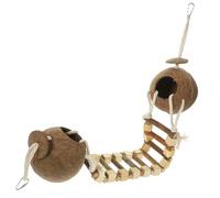 FOMIYES Casa para Pájaros Colgante de Cáscara Natural con Escalera, Nido Decorativo para Loros y Periquitos, Cama para Pájaros de Madera, Juguete Interactivo para Jaulas, Suministros