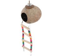FOMIYES Casa para Pájaros Escalera y Cáscara Natural, Nido Colgante para Loros y Pequeños Animales, Adecuado para Jaulas de Cría y Descanso