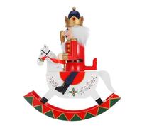 FOMIYES Cascanueces de Madera en Forma de Caballo Balancín Rojo, Decoración Festiva Navideña Multifuncional para Estanterías y Mesas en Navidad