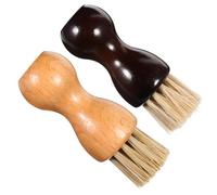 FOMIYES Cepillo para Zapatos Kit Limpieza 2 Piezas Cerdas Suaves Mango Madera Aplicador Betún Cuidado Calzado Portátil para Oficina y Viajes Colores Original y Marrón Oscuro