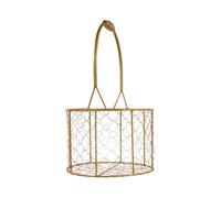 FOMIYES Cesta Portátil Tejida Artesanal Redonda Dorada para Bodas y Comuniones Cesta Multiusos para Obsequio de Recién Nacido y Celebración Metálica Barnizada Resistente