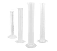 FOMIYES Cilindros Medidores de Plástico 4 Piezas (10ml, 50ml, 100ml, 250ml) Transparentes Graduación Visible para Laboratorio, Escuela y Medición Precisa en Cocina y Repostería