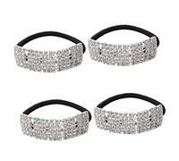 FOMIYES Coleteros Elásticos Cristales de Estrás 4 Unidades Adornos para Pelo de Mujer y Niña para Uso Diario y Eventos