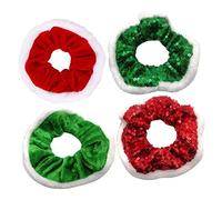 FOMIYES Coleteros Navideños Pelo Elásticos 4 Piezas Grandes Rojos y Verdes Accesorios Para Mujer Fiesta y Celebración