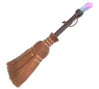 FOMIYES Colgante Cristal y Madera Marrón de Escoba de Bruja Accesorio Creativo para Decoración de Halloween para Fiestas y Fondos de Escenario