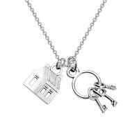 FOMIYES Collar Colgante de Casa y Llave de Aleación para Mujer, Cadena de Suéter de Moda, Obsequio para Inauguración de Casa y Nueva Vivienda, Accesorio Minimalista para Uso Diario