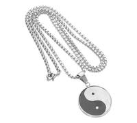 FOMIYES Collar De Acero Inoxidable Con Colgante De Tai Chi Colgante De Ying Yang Cadena De Acero Inoxidable Collar Plateado Para Hombre