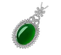 FOMIYES Collar De Crisoprasa Colgante De Jade Verde, Cadena De 45 Cm, Cadena De Plata Ligera Para Mujer, Joyería Elegante Para Uso Diario y Ocasiones Obsequios