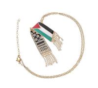 FOMIYES Collar Metálico Colgante De Bandera De Palestina Unisex Acero Inoxidable Ajustable Accesorio Para Suéteres Estilo Bufanda