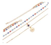 FOMIYES Collar Mujer Con Amuleto Ojo Turco Joyería Para Mujeres Collar Ley Dorado De Múltiples Para Ocasiones Especiales y Uso Diario
