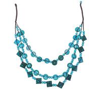FOMIYES Collar Retro Mujer con Cuentas de Madera Playa Azul Elegante para Diario y