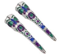 FOMIYES Conjunto De Armadura Uñas Postizas Largas Cubiertas De Uña Qing Estilo Antiguo 2 Anillos Metalicos