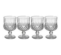 FOMIYES Copas de Vino Claro de Cristal Tallado Diseño Diamante, 4 Piezas, Copa de Cóctel Transparente para Hogar y Hotel, Ideales para Fiestas y Degustación de Vino