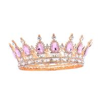 FOMIYES Corona De Novia Gemas De Imitación Tamaño Grande Color Oro Rosado Para Mujeres Novia y Damas De Honor Boda y Fiesta Accesorio De Cabello Elegante