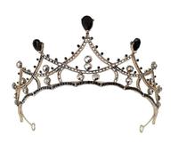 FOMIYES Corona Negra Barroca con Brillantes Tocado para Novia y Fiesta Diadema de Ligera y Duradera para Bodas y Cumpleaños