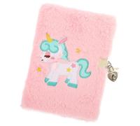 FOMIYES Cuaderno A5 para Niñas con Cubierta de Peluche Rosa y Cierre con Candado, Diario Decorativo con Estampado de Unicornios, Bloc de Notas Portátil para Escuela y Viaje