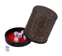 FOMIYES Cubilete de Dados Silencioso de Cuero PU Color Café con Dados Pequeños, Ligero y Suave para Juegos de rol y Fiestas, Accesorio Adecuado para Viajes