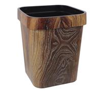 FOMIYES Cubo de Basura Cuadrado de Plástico 12l con Patrón Imitación Madera y Anillo de Presión Desmontable, Papelera Decorativa para Oficina y Hogar, Diseño Compacto para Espacios
