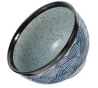 FOMIYES Cuenco de Arroz Japonés de Cerámica Tradicional en Color Claro con Diseño Ondulado, Bol Pequeño para Desayuno y Ramen, Adecuado para Uso en Restaurante y Cocina Doméstica, 1 Pieza