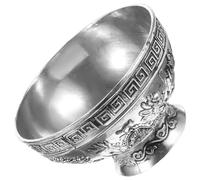 FOMIYES Cuenco Decorativo Vintage de Latón Patrón de Dragón y Fénix, Tamaño Pequeño, Copa de Agua para Adoración Budista, Utensilio Ritual y Meditación, Ornamento Sagrado