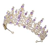 FOMIYES de cristal morado ligas sirena accesorios para el cabello de boda para novias fuente women princess wedding tiara para novia tocado de novia de imitación Golden