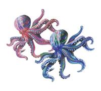 FOMIYES Decoración Colgante de Pulpo de Hierro para Pared, 2 Piezas (morado y Azul), Adorno Artístico para Jardín, Decoración de Patio Resistente y Colorida