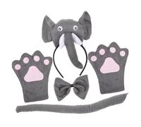 FOMIYES Diadema Con Diseño De Elefante Disfraz Infantil Elástica De Tela Cómoda Conjunto 3 Piezas Para Fiestas y Representaciones De Fauna Gris