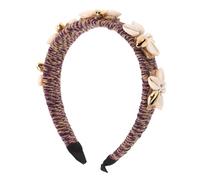 FOMIYES Diadema de Cuerda de Cáñamo Conchas para Mujer Diadema Ancha Playera y Perla para Vacaciones de Playa y Bodas