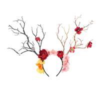 FOMIYES Diadema de Flores y Cuerno de Ciervo 1 Unidad Tamaño Único para Fiesta y Carnaval Mujeres y Niñas Decoración Colorida y Ligera para Tocado