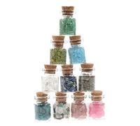 FOMIYES en Vidrio y Madera y Accesorios de Meditación para Decoración de Escritorio 10 Botellas de Cristal Pequeñas Chips de Piedras Naturales