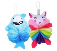 FOMIYES Esponjas De Ducha Para Niños 2 Unidades Forma De Unicornio Rosa y Tiburón Azul Esponja Exfoliante Suave Divertida Para Piel Sensible Ducha Infantil y Viajes