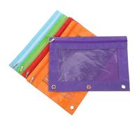 FOMIYES Estuche para Lápices de 3 Anillas de Tela Oxford Bolsa de Documentos Cremallera Set de 5 Unidades Tamaño B5 Colores Variados Rojo Morado Naranja Verde Fluorescente Azul